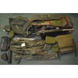 A large collection of course fishing ancillary gear including a hide, fishing seat by Fox