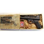 Webley Mark I .177 air pistol, with box of .177 pellets, in original box
