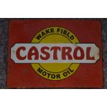 An enameled steel plate advertising sign for Castrol Wakefield Motor Oil. W45.8xH33.2cm