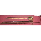 Edwardian bamboo walking cane with silver collar and terminal, Birmingham 1910, evening cane with