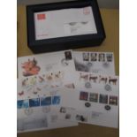 Set of 12 Royal Mint Millennium Stamps Presentation Packs in collectors box, and a collection of