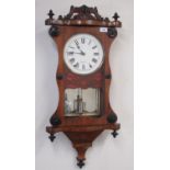Newhaven Clock Company, Newhaven, Conn late C19th inlaid walnut wall clock, pierced and carved