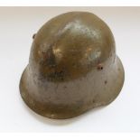 German Military Stahlhelm type helmet, green painted with ridgeback