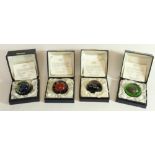 Set of four Caithness Elements glass paperweights consisting Earth, Air, Fire and Water, matching
