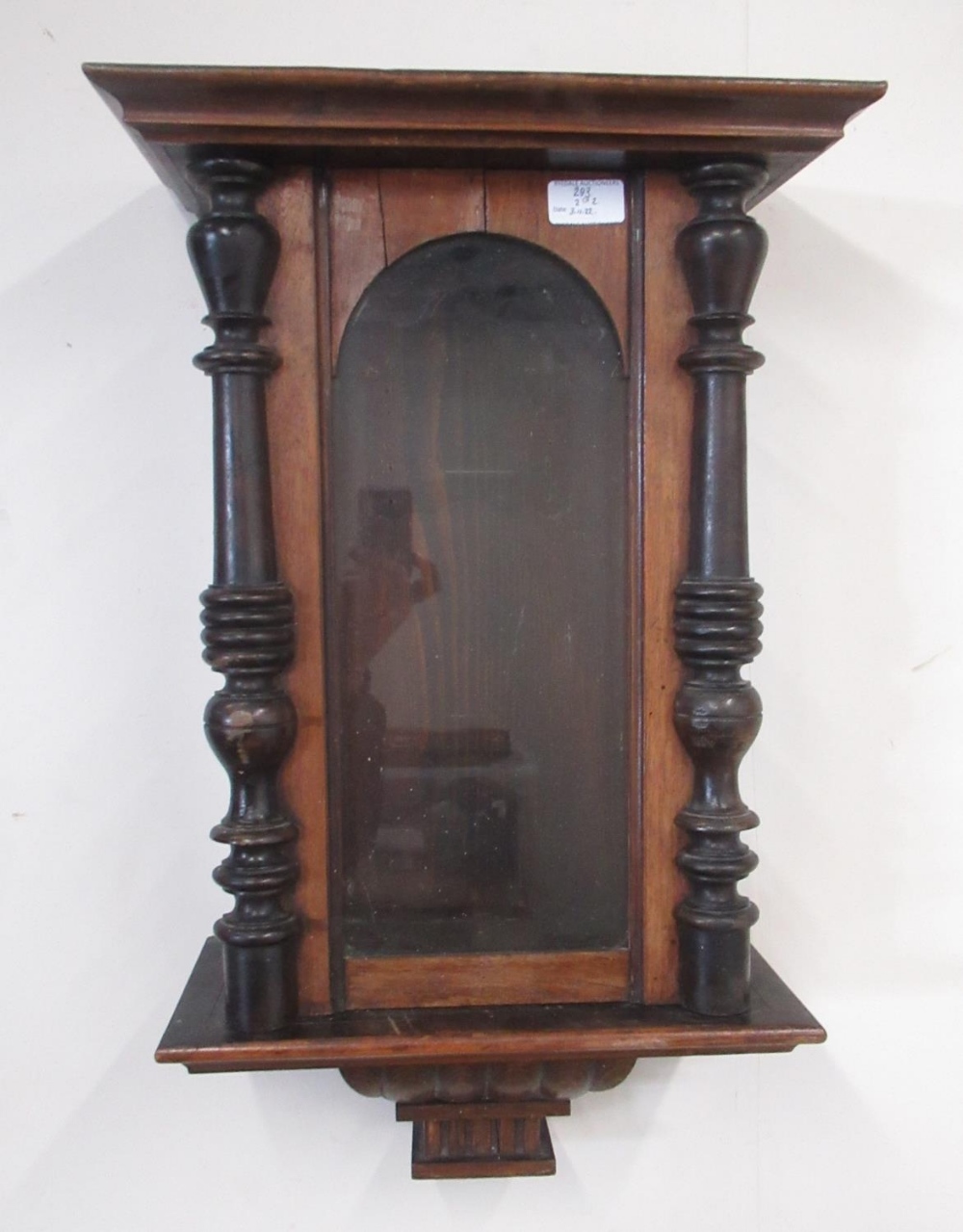 Early C20th oak cased wall clock, with glazed panelled door, W34cm D18cm H76cm, late C19th walnut - Image 2 of 2