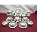 Coalport Indian tree breakfast service for six covers, comprising breakfast cups, saucers, side