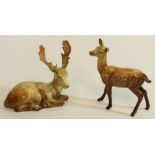 Beswick figure of a Lying Stag 954 and a Beswick Doe 999A (2)