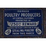 An enameled steel plate advertising/warning sign for Nulaid Eggs of California. W50.8xH35.6cm