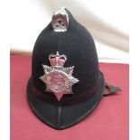 Derbyshire Constabulary policeman's helmet, painted number 2977 on underside