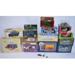 A collection of die-cast vehicle models from Corgi, Matchbox, Elicor and Richmond Toys. Includes a