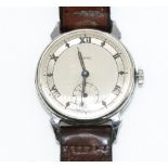 1950's Smith's hand wound wristwatch, signed two tone silvered dial with Roman and lozenge outer