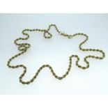 9ct yellow gold rope chain necklace, stamped 375, L51cm, 12.3g