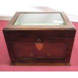 Late Victorian figured walnut dressing table jewellery casket, with hinged bevelled edged lift up