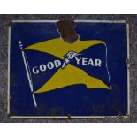 An enameled steel plate advertising sign for Goodyear. W63.7xH50.9cm