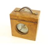 Coulet Imperator Pigeon racing clock in wooden case with leather handle