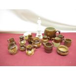 Seven Royal Doulton miniature harvest salt glazed ceramics and seven other similar pieces, Edward