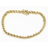 9ct yellow gold rope twist bracelet, stamped 9k, with 9ct white gold clasp, stamped 375, L18.5cm,