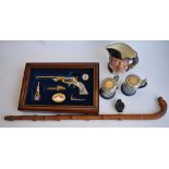 A Franklin Mint cased reproduction US Civil War Confederate revolver set (non-firing). Glass