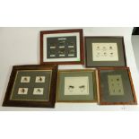 Selection of framed and glazed mounted flies and other fishing gear such as belts, bags etc