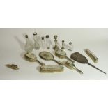 Collection of English hallmarked and American sterling silver dressing table, vanity and other items