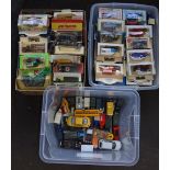 A large collection of mostly boxed die-cast vehicle models from Lledo, Matchbox, Corgi etc. Also