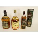 Chivas Regal 12 year blended Scotch Whisky (1.75l, 40% vol.) together with a Bells blended Scotch (