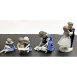 Four Bing and Grondahl ornaments of children, all bearing makers mark to the base, hand painted