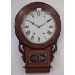 Jerome and Company Superior 8 day Anglo-American clock, late C19th inlaid walnut drop dial wall