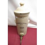Early C20th "The Berkefeld Filter Company" water filter with salt glazed finish and brass tap, H51cm