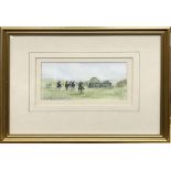 Digby Page (British b.1945); Point to Point Racing in a landscape, watercolour, signed, 10cm x 20cm,