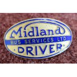 Gilt metal and blue enamel Midland Bus Services Ltd Drivers cap badge