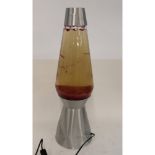 Large Vintage Retro lava lamp tapered glass body on brushed metal base, H68cm