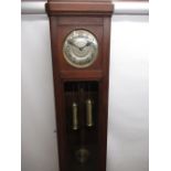 1930's Villinger Hausuhrenfabrik oak long cased clock, full length door enclosing silvered Arts