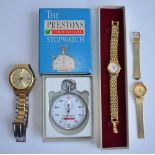 3 Seiko wrist watches and a boxed stopwatch: Seiko mens automatic (sn 6N7249) in full working order,
