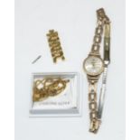 Ladies Sekonda hand wound wristwatch with 9ct gold backed case stamped 375, on rolled gold box