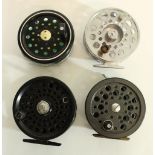 Selection of fly reels to include Pflueger Trion, Shakespeare Super Condex, Bringsens Black Shadow