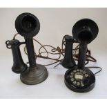 C20th Kellogg candlestick dial telephone and a Kellogg candlestick telephone, converted (2)