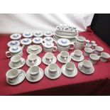 Comprehensive Wedgwood Mexico pattern dinner and tea service comprising oval meat plates, teapots,
