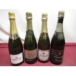 Bottle of Lanson Black Label extra quality champagne, another bottle of champagne, two bottles of