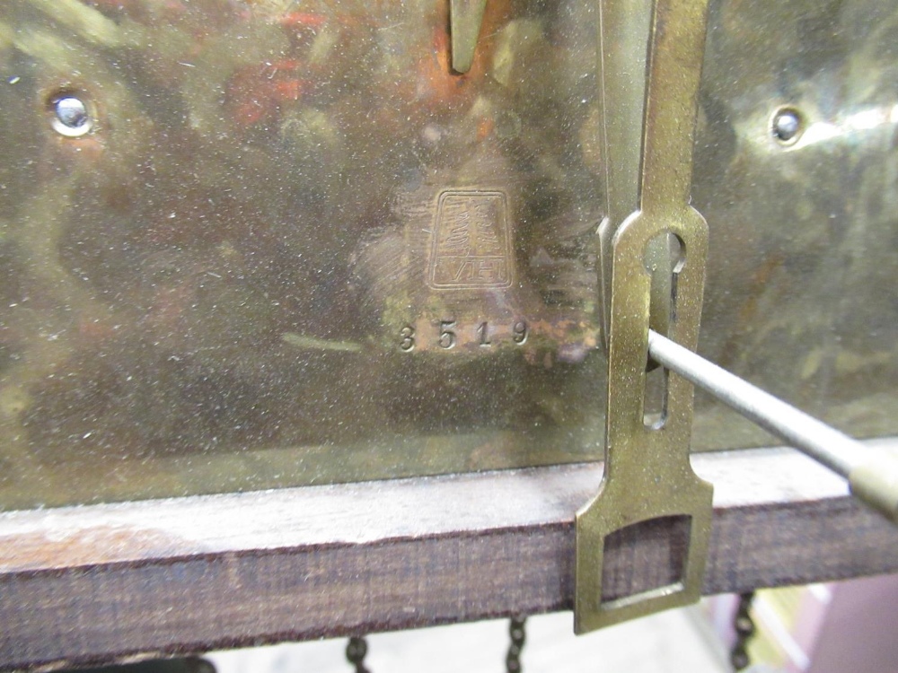 1930's Villinger Hausuhrenfabrik oak long cased clock, full length door enclosing silvered Arts - Image 4 of 5