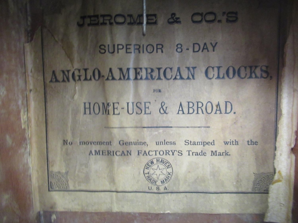 Jerome & Co. superior 8 day Anglo-American clocks, late C19th/early C20th inlaid walnut drop dial - Image 4 of 4