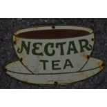 An enameled steel plate advertising sign for Nectar Tea. W53.7xH31.8cm