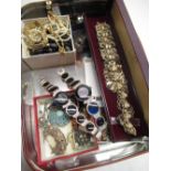 Collection of costume jewellery including circular brooch set with turquoise, two Scottish brooches,