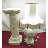Neo-classical design lamp of baluster form on separate corinthian column base, decorated with