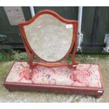C19th mahogany Hepplewhite style dressing table mirror H57cm, late C19th mahogany footstool with