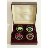 Set of four Caithness millefiori and lampwork glass paperweights of the four Seasons, Spring through