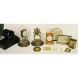 Collection of clocks and parts to include Gustav Becker suspension clock, 1950s onyx and brass