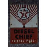 An enameled steel plate advertising sign for Texaco Diesel Chief Diesel fuel. W26.6xH38.2cm