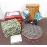 Two Liberty style table lamps and four various jewellery boxes (6)