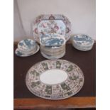 Victorian R.H & S Pandora pattern part dinner service, 38pcs and three Victorian oval meat plates